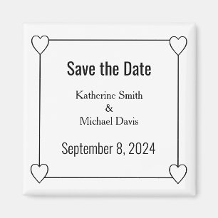 Eenvoudige en romantische harten Save the Date Wed Magneet