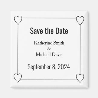 Eenvoudige en romantische harten Save the Date Wed Magneet
