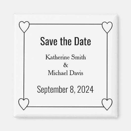 Eenvoudige en romantische harten Save the Date Wed Magneet (Voorkant)