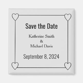 Eenvoudige en romantische harten Save the Date Wed Magneet