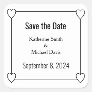 Eenvoudige en romantische harten Save the Date Wed Vierkante Sticker