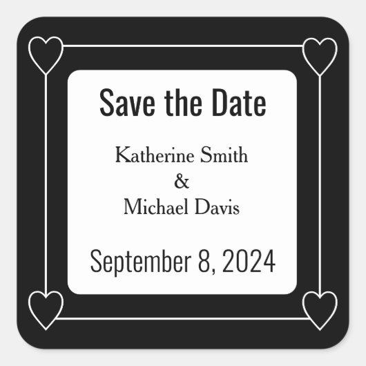 Eenvoudige en romantische harten Save the Date Wed Vierkante Sticker (Voorkant)