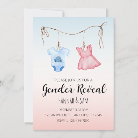 Eenvoudige en schattige Gender Reveal Party uitnod Kaart (Voorkant)