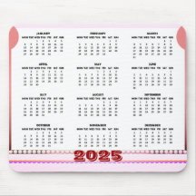 Eenvoudige en Schattige Kalender 2025 Muismat