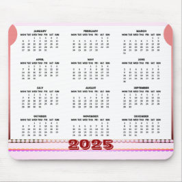 Eenvoudige en Schattige Kalender 2025 Muismat