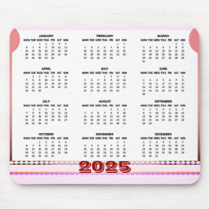 Eenvoudige en Schattige Kalender 2025 Muismat