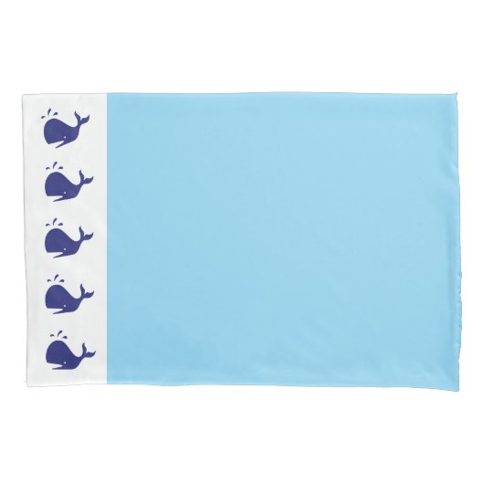 Eenvoudige en Schattigee Baby Blue Whales Boy's Be Kussensloop (Voorkant-Links)