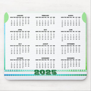 Eenvoudige en Schattigee Kalender 2025 Mousepad Muismat