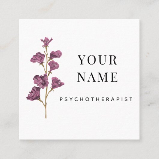 Eenvoudige en schone psychotherapeut Counselor Flo Vierkante Visitekaartje (Voorkant)