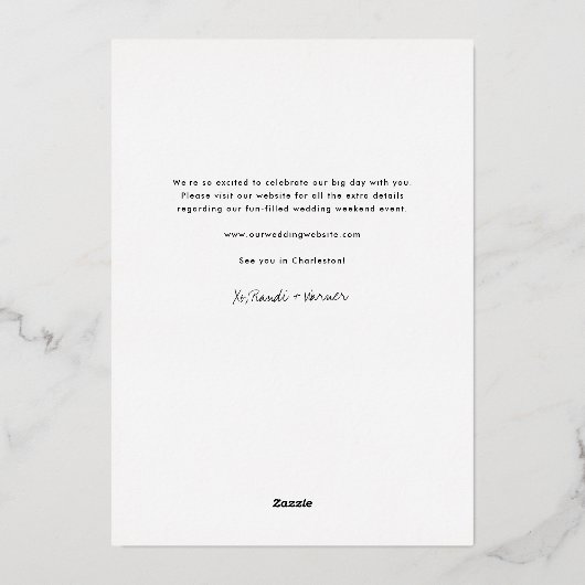 Eenvoudige en stijlvolle drie foto's Opslaan van d Folie Uitnodiging (Achterkant)