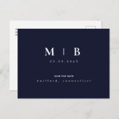 Eenvoudige en stijlvolle monogram marine & White S Briefkaart (Voorkant / Achterkant)