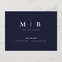 Eenvoudige en stijlvolle monogram marine & White S Briefkaart