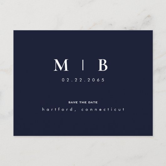 Eenvoudige en stijlvolle monogram marine & White S Briefkaart (Voorkant)