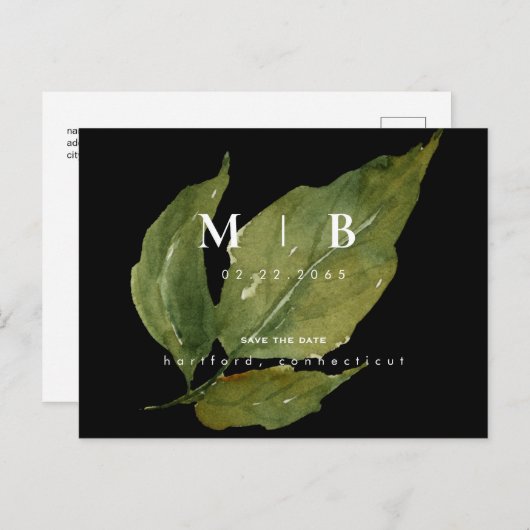 Eenvoudige en stijlvolle monogram opslagdatum QR Briefkaart (Voorkant / Achterkant)