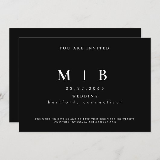 Eenvoudige en stijlvolle uitnodiging tot weduwscha (Voorkant / Achterkant)