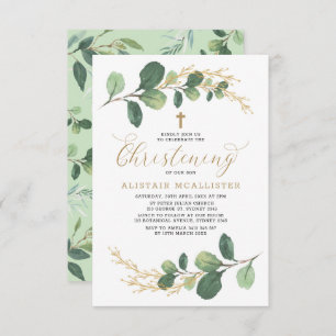 Eenvoudige en stijlvolle Waterverf Greenery Christ Kaart