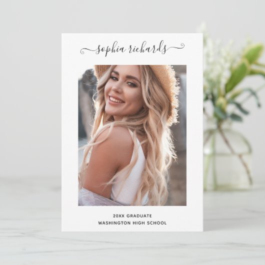 Eenvoudige en stijlvolle zwarte en witte foto Afst Aankondiging (Staand voorkant)