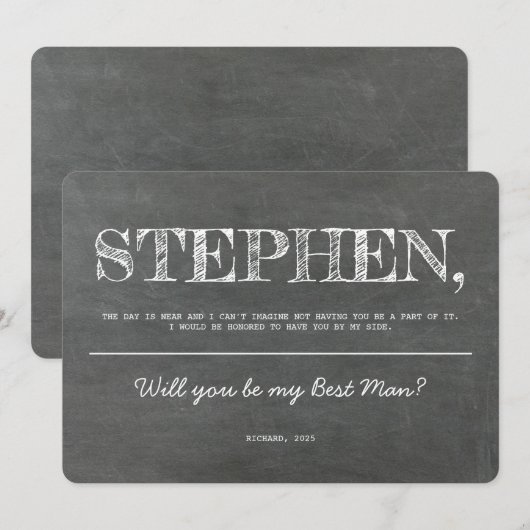 Eenvoudige en Sweet Groomsman Proposal Kaart (Voorkant / Achterkant)