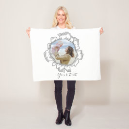 Eenvoudige en trendy aangepaste fototekst fleece deken