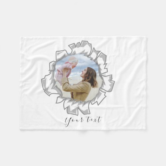 Eenvoudige en trendy aangepaste fototekst fleece deken (Voorkant (Horizontaal))