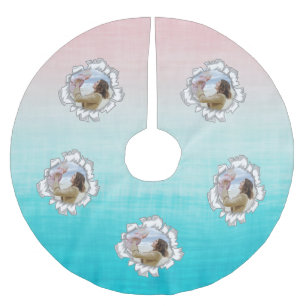 Eenvoudige en trendy aangepaste fototekst kerstboom rok