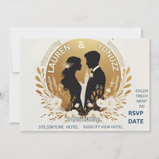 eenvoudige en unieke trouwkaart kaart (Voorkant)