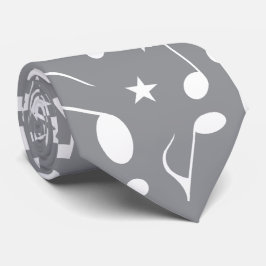 Eenvoudige en vette witte Muzieknoten op grijs Stropdas