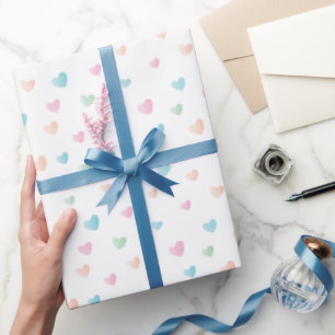 Eenvoudige en zoete mooie pastelharten cadeaupapier