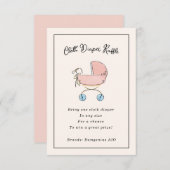 Eenvoudige en Zoete Roze en Blauwe Pram Luier Raff Informatiekaartje (Voorkant / Achterkant)