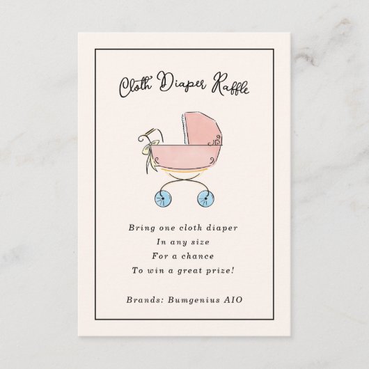 Eenvoudige en Zoete Roze en Blauwe Pram Luier Raff Informatiekaartje (Voorkant)