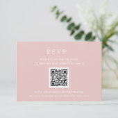 Eenvoudige endemische, moderne Blush QR CODE RSVP Kaartje (Staand voorkant)