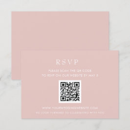 Eenvoudige endemische, moderne Blush QR CODE RSVP Kaartje