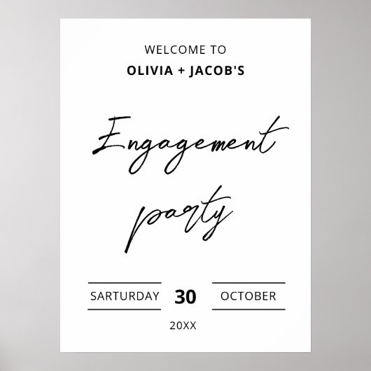 Eenvoudige Engagement Party Welkom Betrokken Parti Poster (Voorkant)