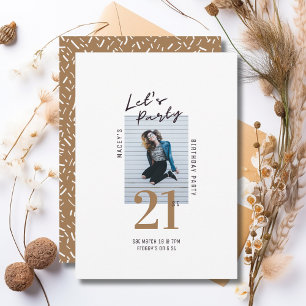 Eenvoudige enkele foto 21e verjaardag Party uitnod Kaart