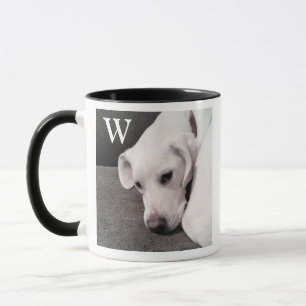 Eenvoudige enkele Initiaal Schattigee hond foto Mok