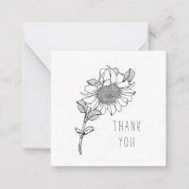 Eenvoudige Enkelvoudige Hand-getrokken Zonnebloem  Notitiekaartje