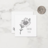 Eenvoudige Enkelvoudige Hand-getrokken Zonnebloem  Notitiekaartje (Voorkant / Achterkant in situ)