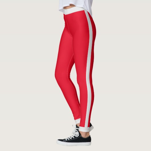 Eenvoudige enkelvoudige kleur met witte zijband leggings (Links)