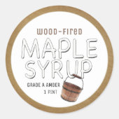 Eenvoudige Esdoornsiroop Label Sap Bucket & Kraft  (Voorkant)