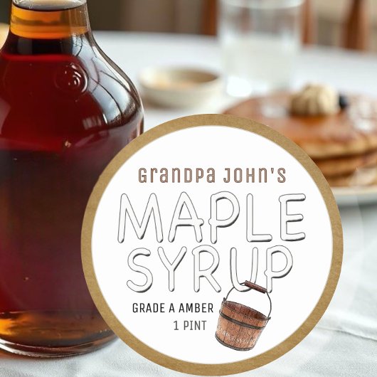 Eenvoudige Esdoornsiroop Label Sap Bucket & Kraft 