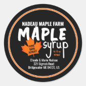 Eenvoudige esdoornsiroop pot of kruik Label Sinaas (Voorkant)