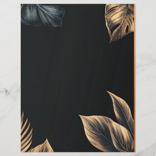 Eenvoudige Esthetische Bloemen Zwart Trouwprogramm (Achterkant)