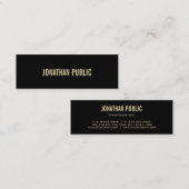 Eenvoudige esthetische, moderne zwarte gouden teks mini visitekaartje (Voorkant / Achterkant)