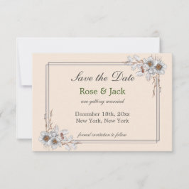 Eenvoudige esthetische winter bruiloft save the date