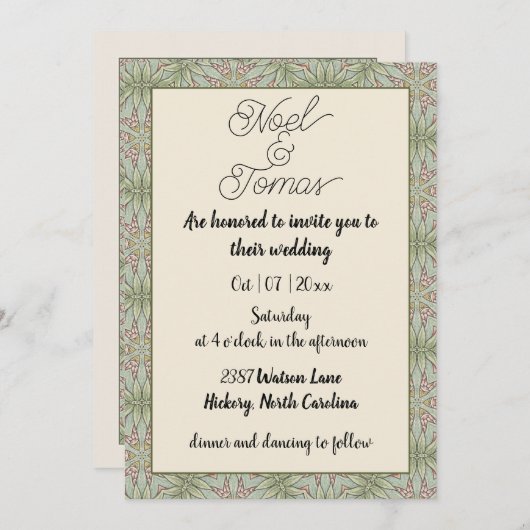 Eenvoudige etnische stijl Sage Groene Kleuren Kaart (Voorkant / Achterkant)