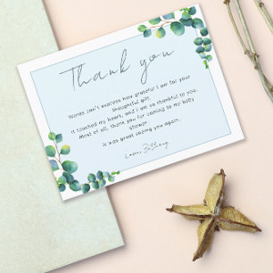 Eenvoudige Eucalyptus Bedankt Baby Shower Briefkaart