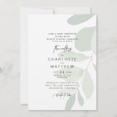 Eenvoudige eucalyptus beide ouders bruiloft uitnod kaart (Voorkant)