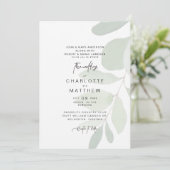 Eenvoudige eucalyptus beide ouders bruiloft uitnod kaart (Staand voorkant)