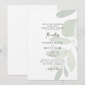 Eenvoudige eucalyptus beide ouders bruiloft uitnod kaart (Voorkant / Achterkant)