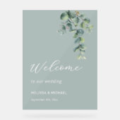 Eenvoudige Eucalyptus Blad Bruiloft Welkom Acryl Bord (Voorkant)